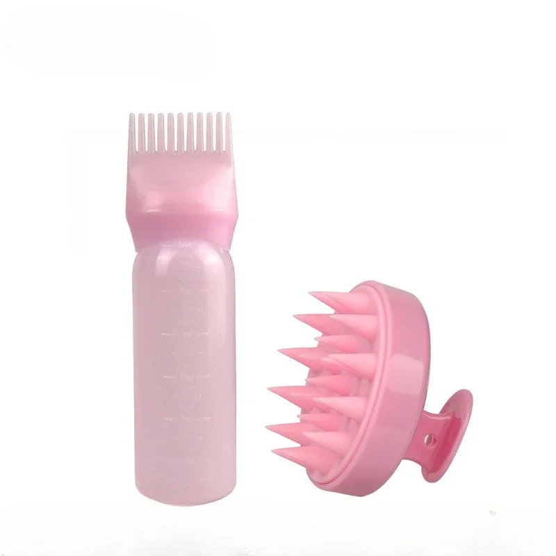 2pcs Hair Dye Refillable Bottle Applicator Comb Hair Massager Brush Air Cushion Comb Set Hair Coloring Hairdressing Styling Tool