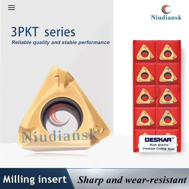 DESKAR 3PKT Milling Blade 3PKT100408R-M 3PKT150508R-M LF6028 Numerical Control Fast Feed Triangle Milling Blade Steel Processing