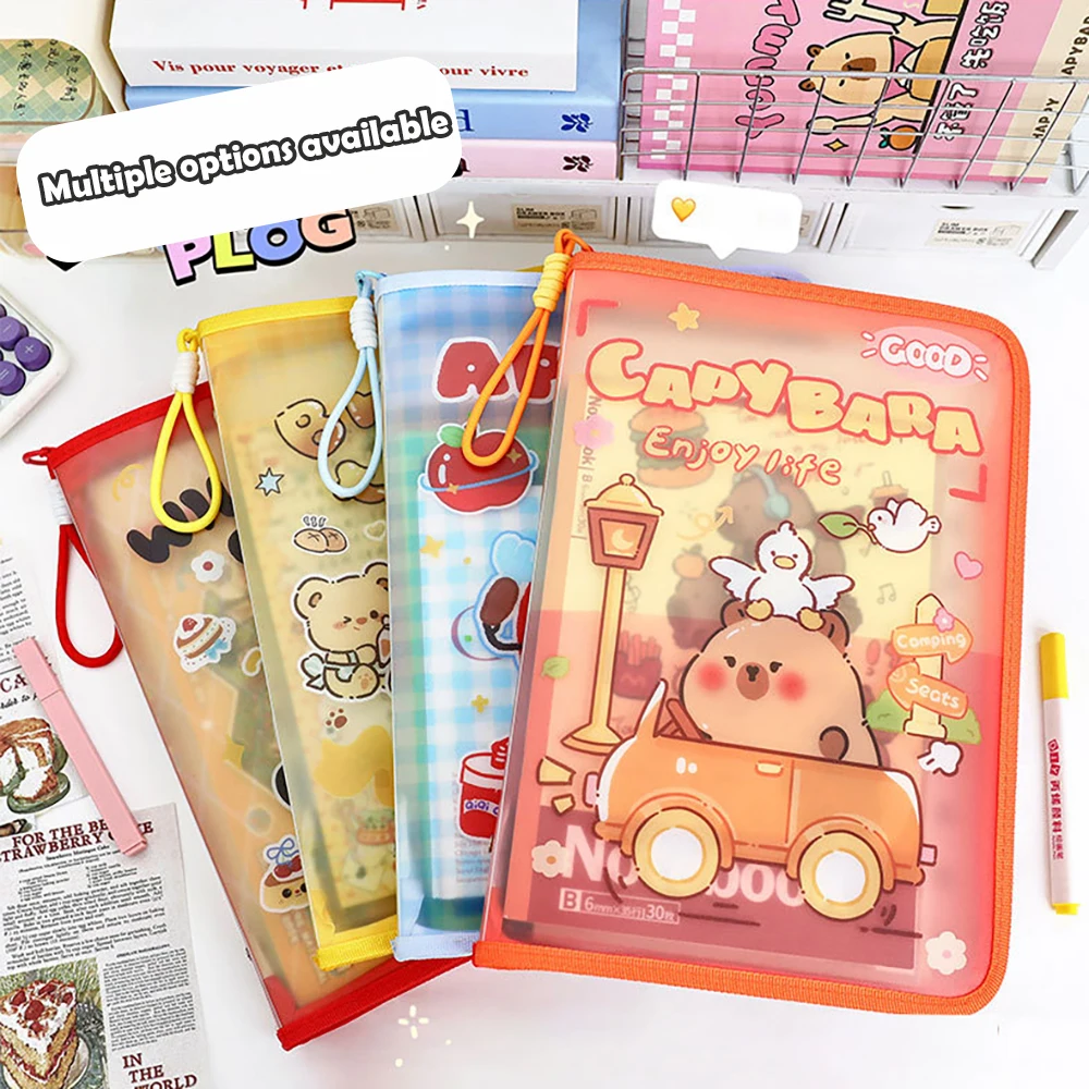 

Cartoon file bag, cute test paper storage bag, A4 apple cat handheld file bag, student, office material storage