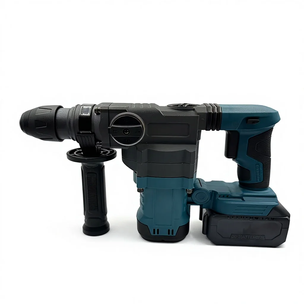 AETC Industrial Grade 2-30 Instant Braking Cordless 3-Speed 4.0AH Impact Rotary Hammer Drill Lithium Ion Battery Blue Model D6
