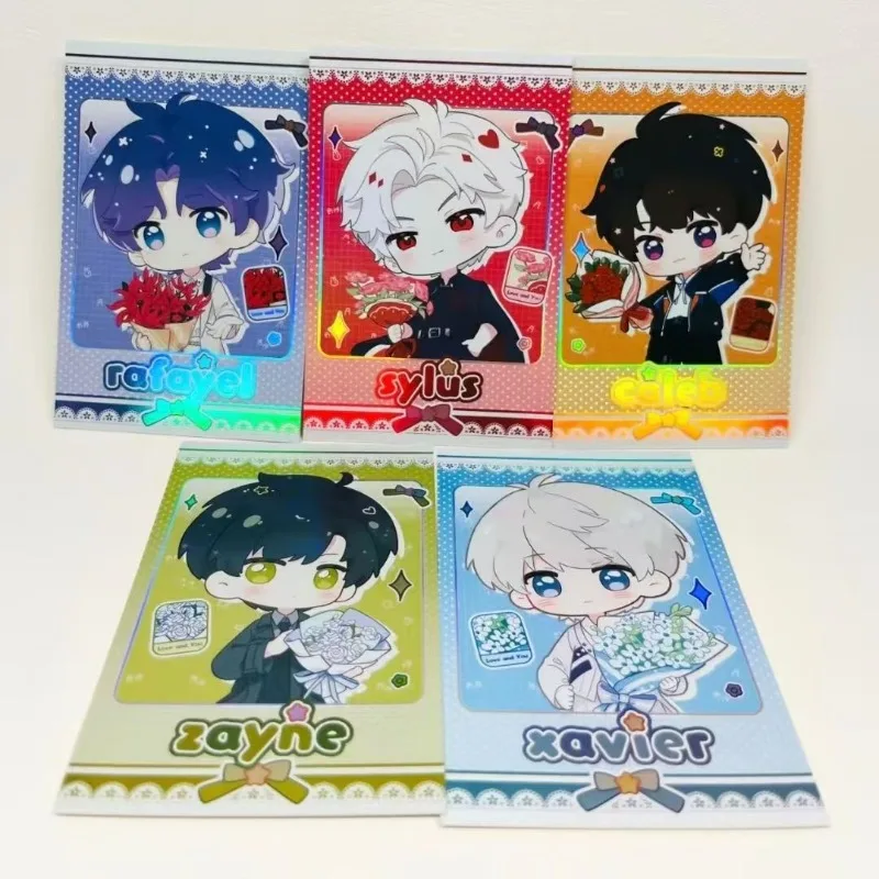 5Pcs/Set Love and Deepspace Laser Card Xavier Zayne Rafayel ralayo Sylus Caleb Cosplay Rounded Corners LOMO Card Postcard Gift