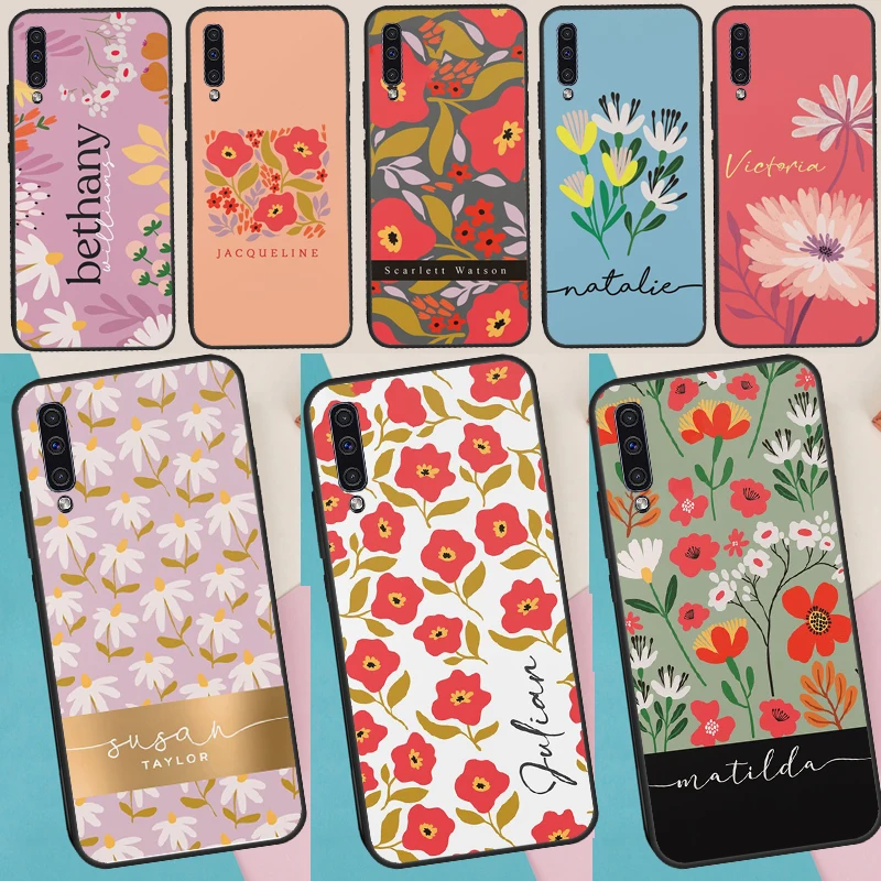 Personalised Flowers Pastel Floral Case For Samsung Galaxy A34 A54 A14 A15 A35 A55 A16 A26 A36 A56 A52 A12 A32 A13 A33 A53 A17