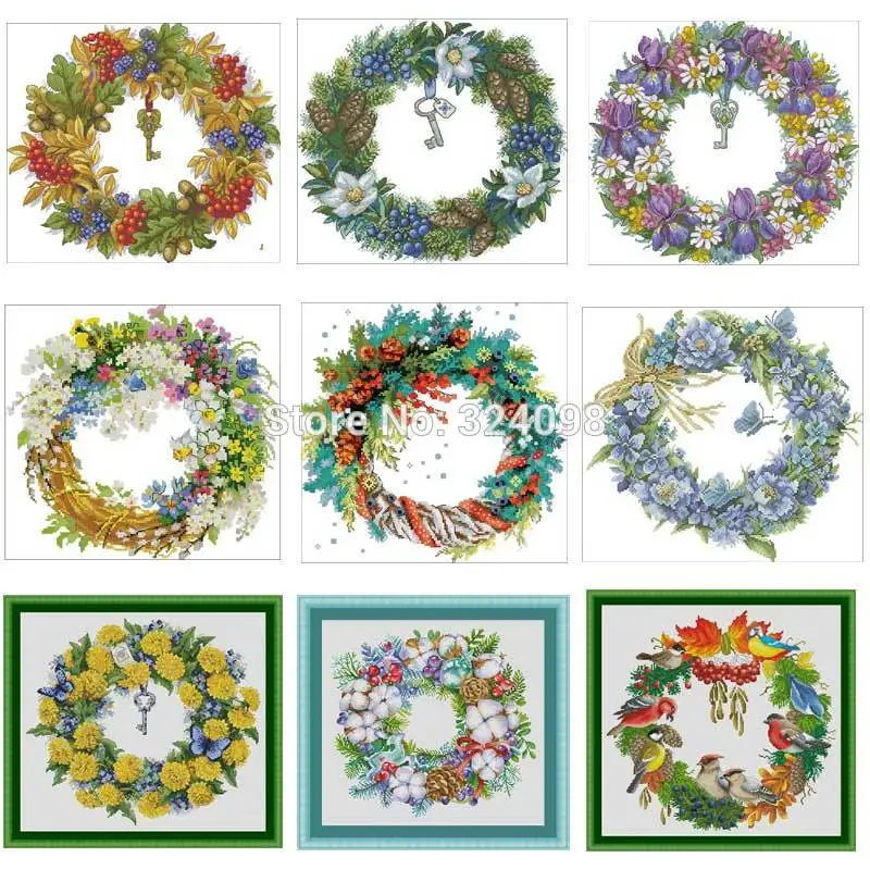 Rose Bird Key Wreath series patterns Counted Cross Stitch 11CT 14CT 18CT DIY Chinese Cross Stitch Kit Embroidery Needlework Sets