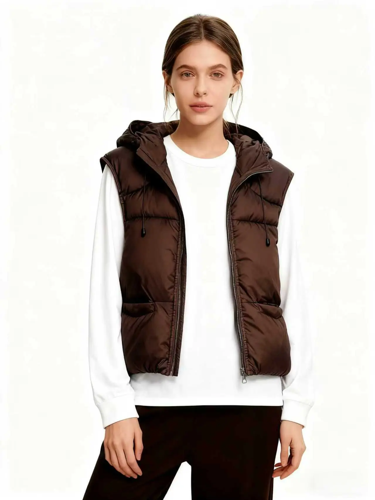 

Осень-зима 2025 года, новая свободная повседневная хлопковая куртка с капюшоном в европейском и американском стиле, жилет, куртка