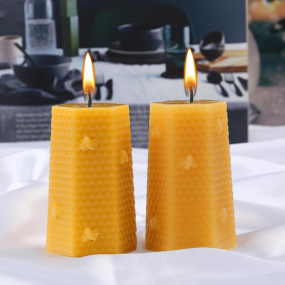 Beeswax Honeycomb Candles Hexagonal Beeswax Pillar Candle Pure Bee Honey Beehive Candle for Home Decoration