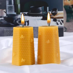 Beeswax Honeycomb Candles Hexagonal Beeswax Pillar Candle Pure Bee Honey Beehive Candle for Home Decoration