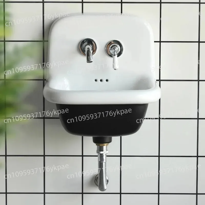 Iron Ceramic Hanging Basin Exported To The United States Dishwashing Hand Washing Face Retro Sink Wall Hanging Dual-purpose