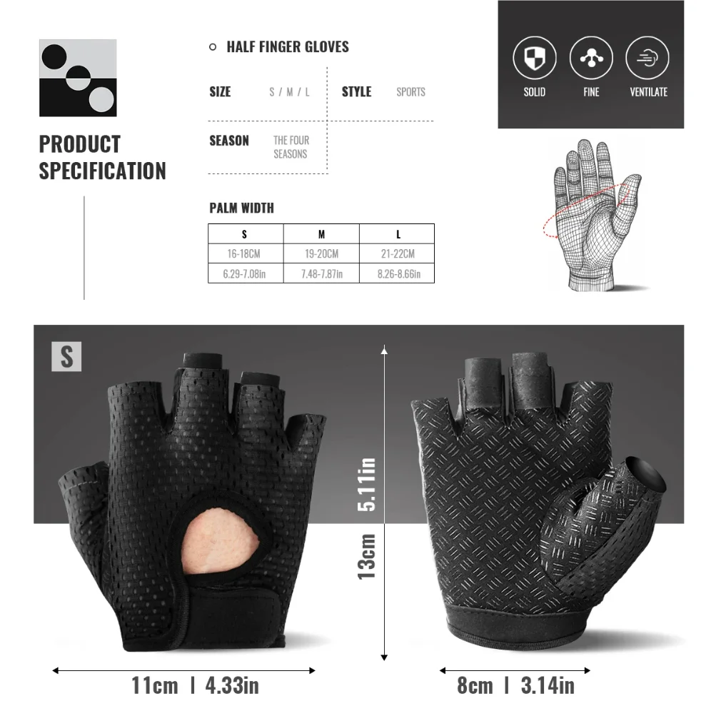 Gym Fitness Gloves For Women, Breathable Half Finger Anti-Slip Gloves For Bicycle Cycling Weight