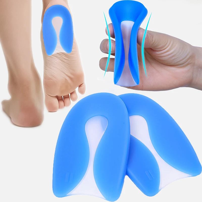 

Silicone Heel Soles Unisex Protect Relieve Foot Pain Plantar Support Half Insole Shoe Pad Feet Care U-Shape Cushion Inserts