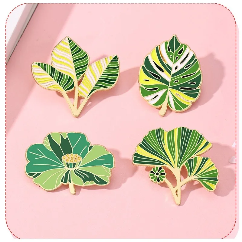 

Green Plant Alloy Brooch Unisex DIY Leaf Pin Badge for Clothes Bags Shoes Scarf Tshirt Jeans Decor