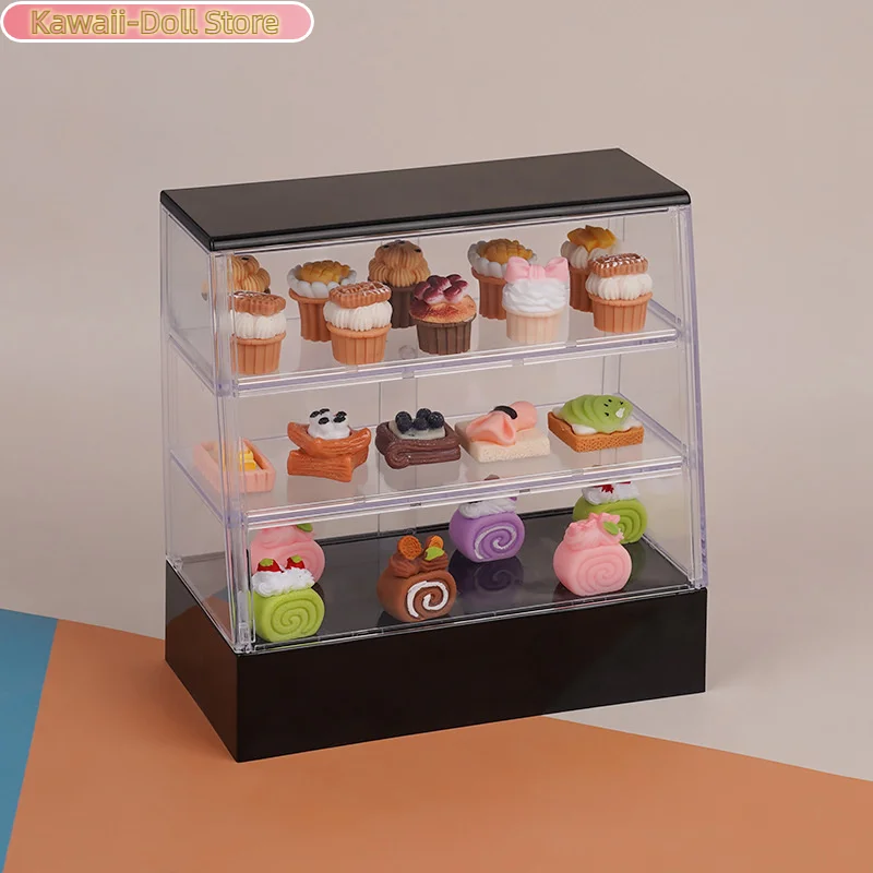 دمية مصغرة كعكة مخزن الديكور مخبز حامل عرض الغذاء نموذج اللعب منزل لفتاة هدية لعبة المطبخ