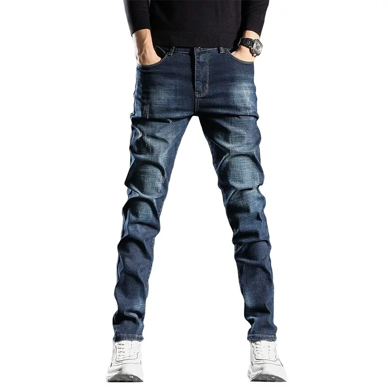 2024 Sommer neue Mode einfarbig gerade Stretch-Jeans hose Herren lässig locker bequem Sport hochwertige Jeans 28-38