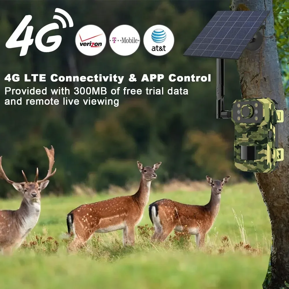 H5 32MP Night Vision PIR Motion Detection Wildlife 4G LTE hunting trail Camera hunting game camera with Solar Panel