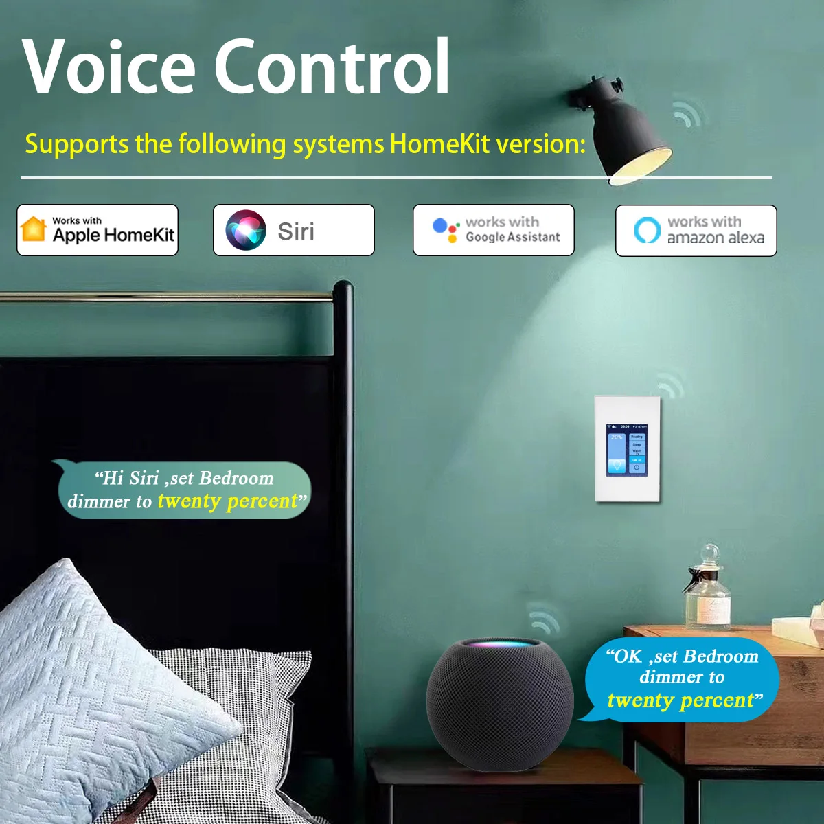 Lswitch 8 Smart Switch Wifi Wall Central Control Glass Touch Panel Gteway Light Curtain Switch Tuya Google&Alexa Smart Home