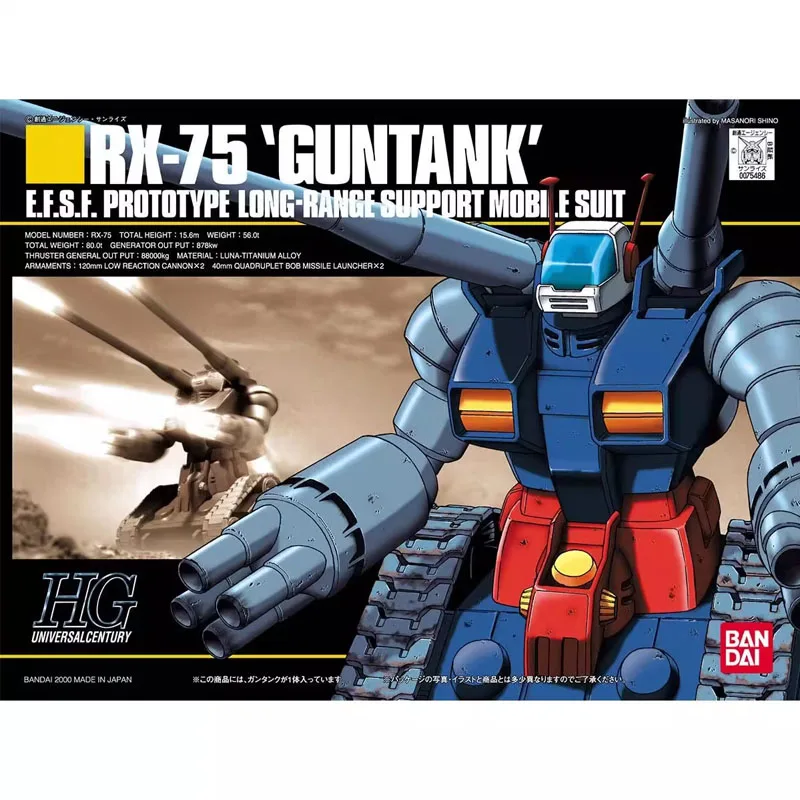 

Bandai Original HGUC 1/144 Anime RX-75 GUNTANK GUNDAM Assembly Model kit Action Figure Toys For Kids Collectible Gift