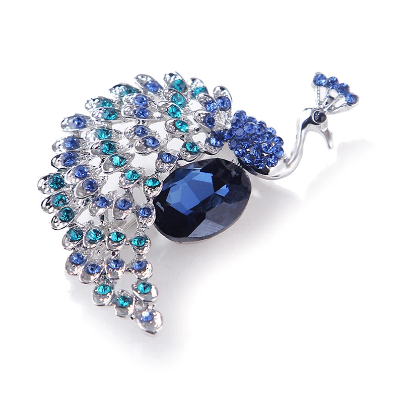 1PC Rhinestone Peacock Brooches Pins Jewelry Banquet Christmas Gifts Accessories