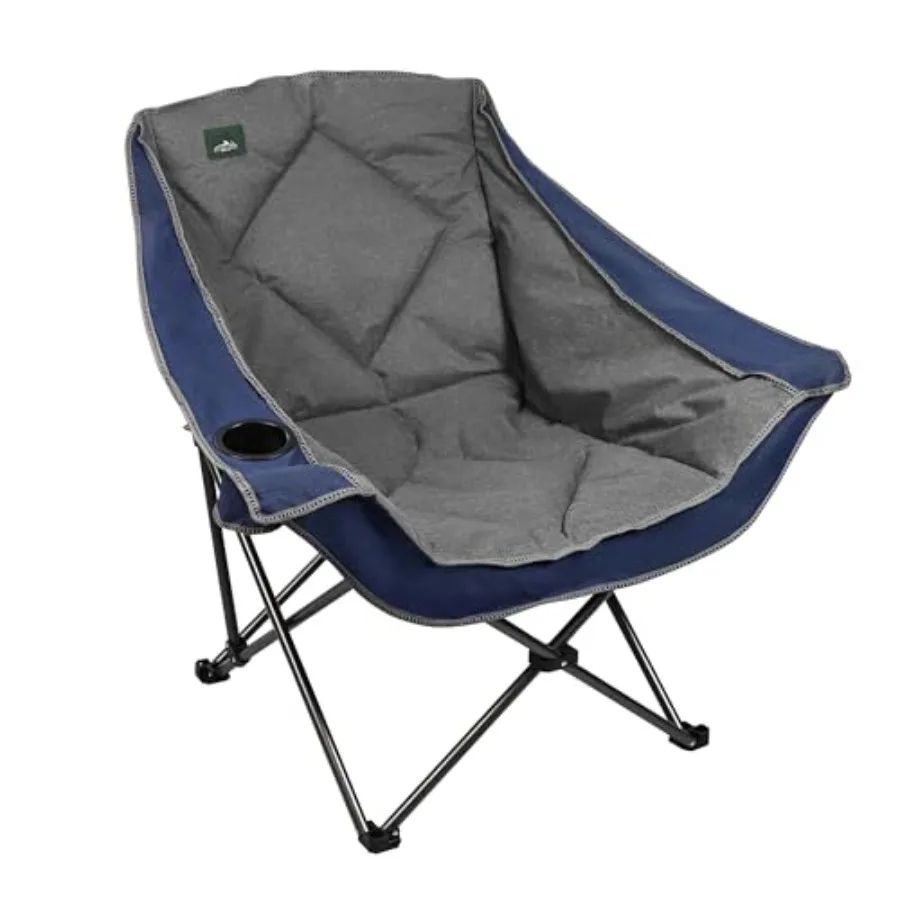 

Oversized foldable camping chair for outdoor use polyester fabric in purple with padded seat cup holder and carry bag included