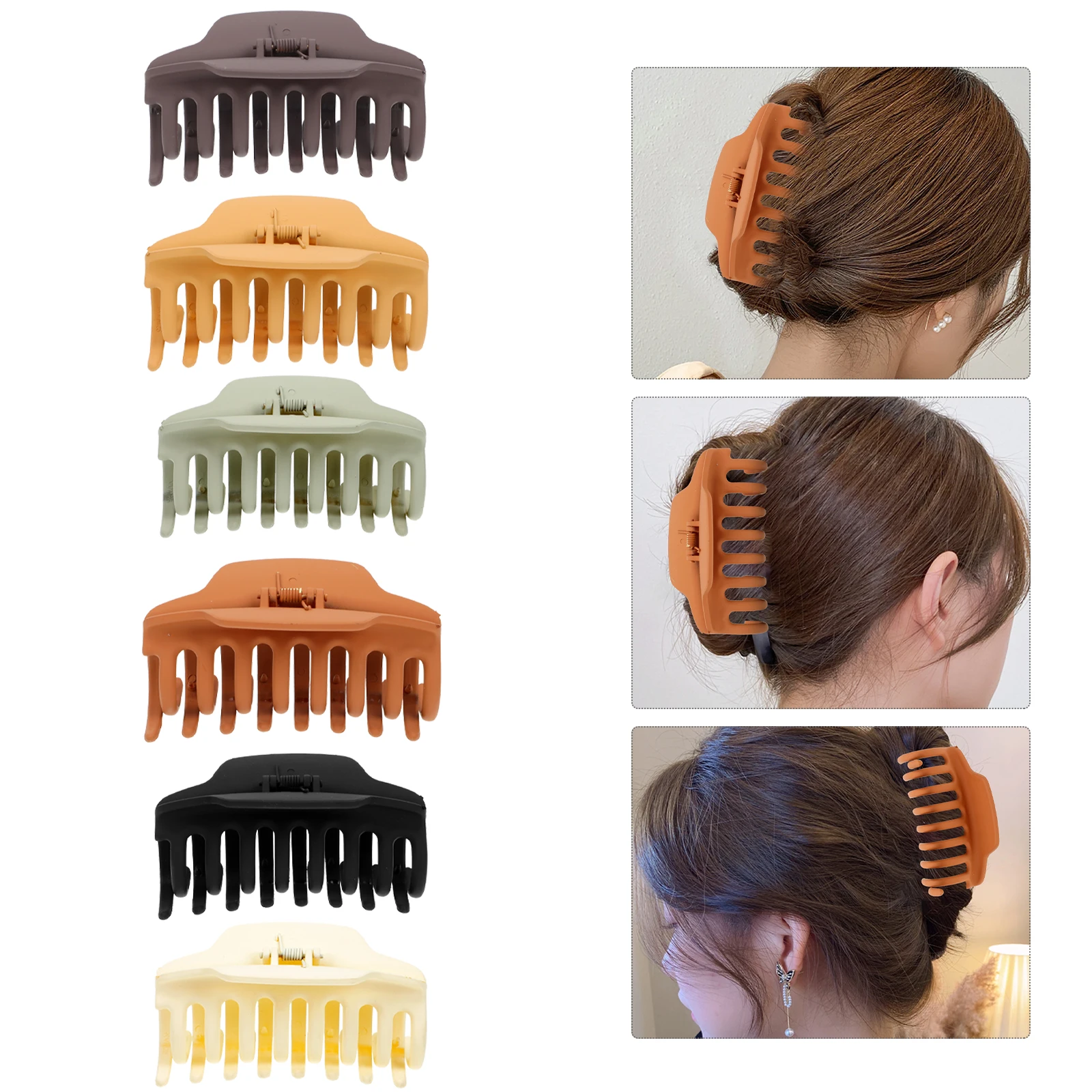 

6Pcs Hair Claw Clips Shark Jaw Barrette Metal Hairpin Holder Durable ABS Plastic Teeth Design For Bath Makeup Travel