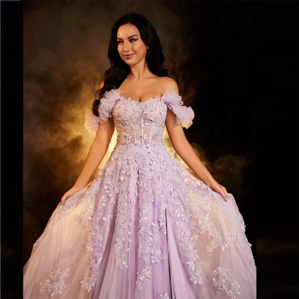 

Customized Saudi Arabia Prom Dress Formal Off-the-shoulder A-line Floor Length Skirts Tulle Bespoke Occasion Dresses Evening Gow