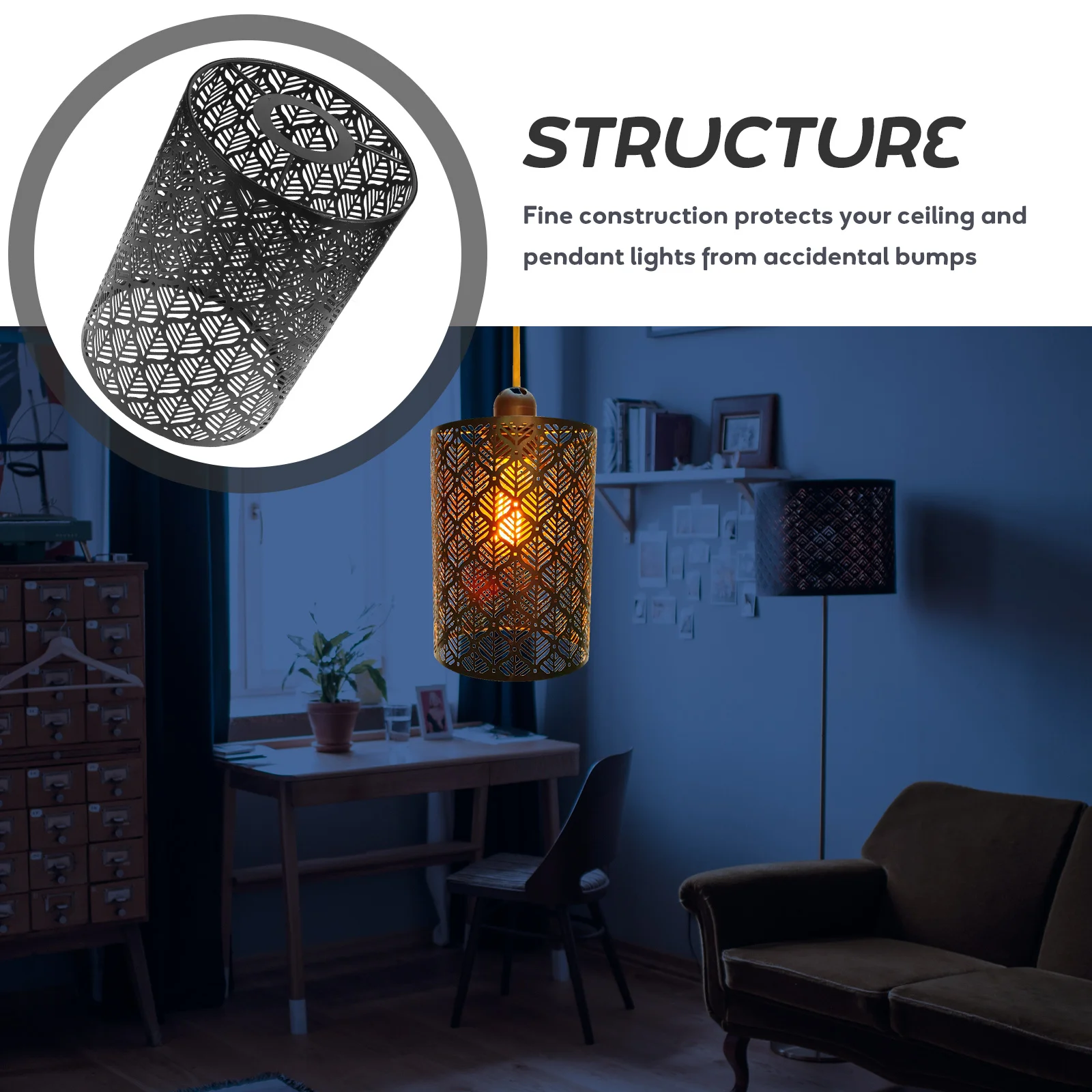 

Cylindrical Lamp Shade Black Metal Table Light Cover For Bedroom Living Room Modern Pendant Ceiling Floor Desk Lamp Replacement