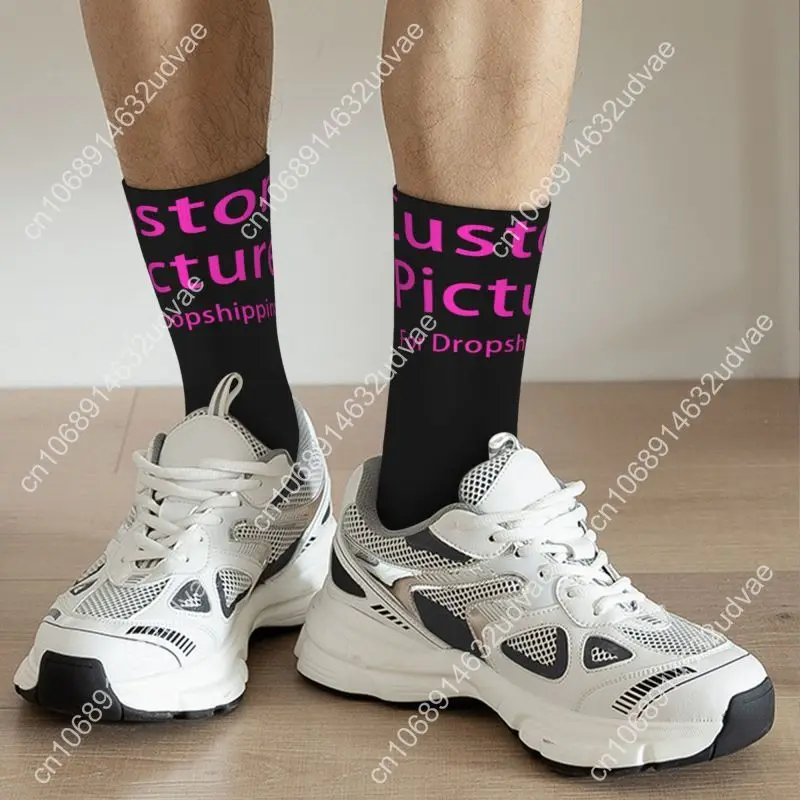 Personalized Custom Photo Logo Men's Crew Socks Unisex Funny Customized DIY Print Spring Summer Autumn Winter Dress Socks
