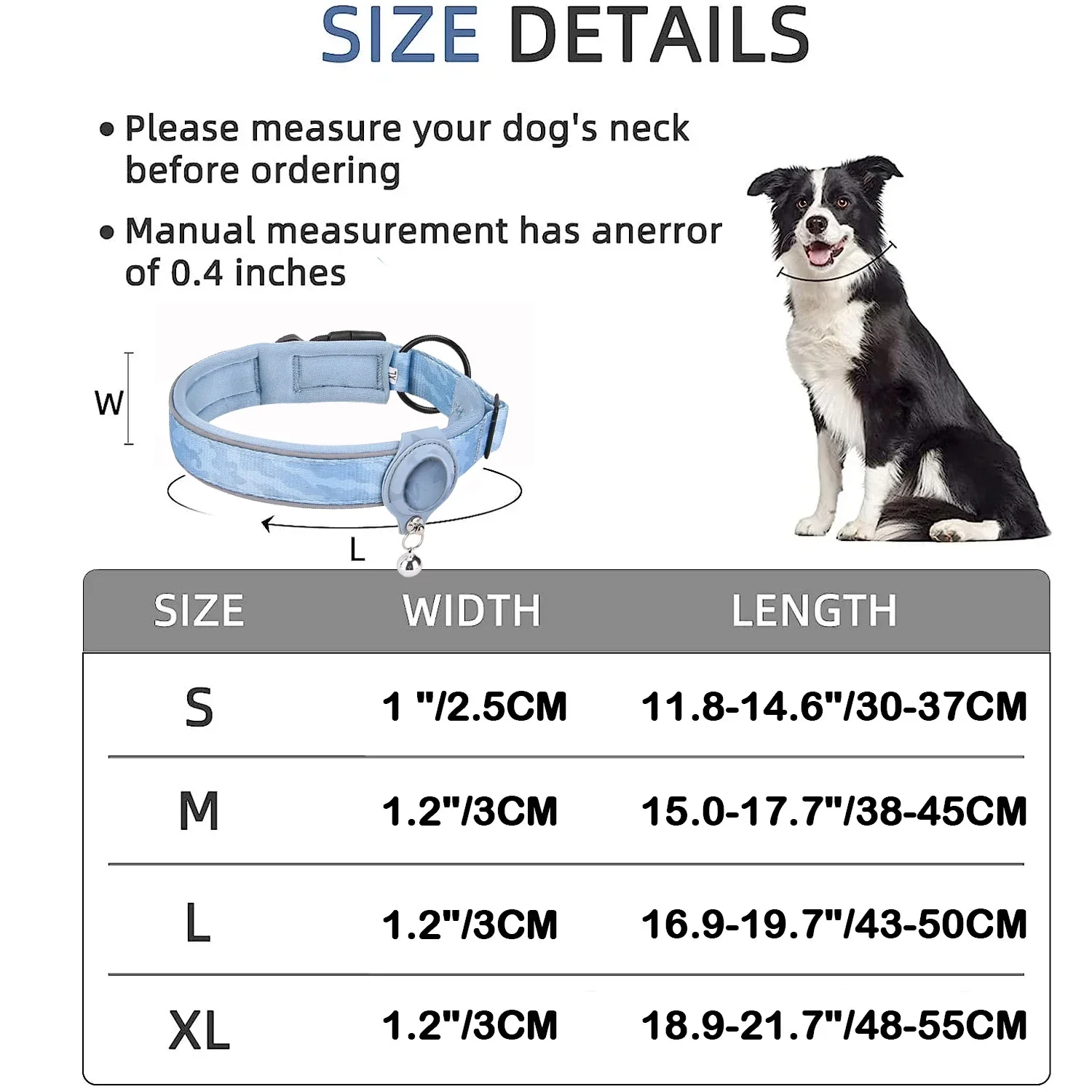 For Apple Airtag Pet Large Dog Collar Reflective Protective Tracker Neoprene WaterProof Dogs Positioning Protect Holder Collars