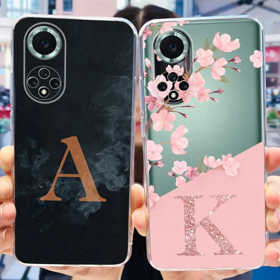 For Huawei nova 9 4G Case Fashionable Letter Luxury Flower Soft Silicone TPU Cover For Huawei Nova9 NAM-AL00 Bumper Phone Case