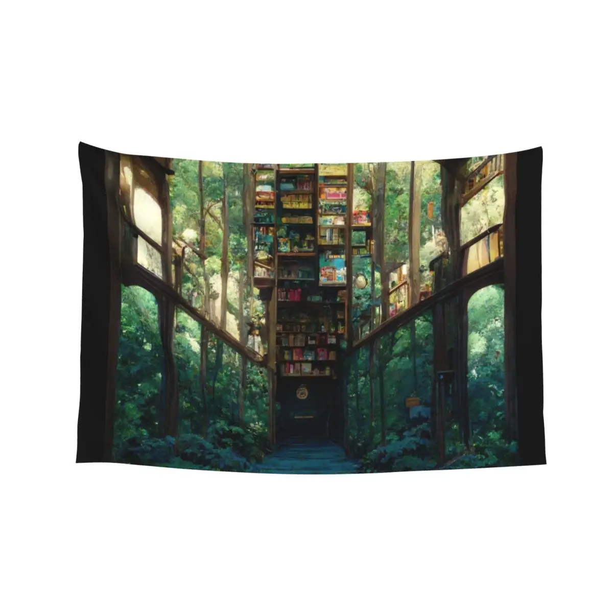 

Magical Bookstore in the Woods Tapestry Decorative Wall Mural Home Decor Aesthetic Home Decoration Tapestry