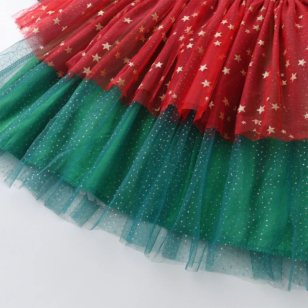 DXTON-فستان الفتيات الترتر الأيائل ، ملابس الأطفال ، فستان حفلة الأميرة ، الأكمام الطائرة ، الشتاء ، عيد الميلاد ، السنة الجديدة ، الطفل ، 2022