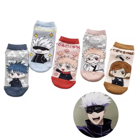 5 Colors Jujutsu Kaisen Anime Short Socks Kugisaki Itadori Yuji Gojo Satoru Nobara Cosplay Fashion Sports Boat Socks Gifts