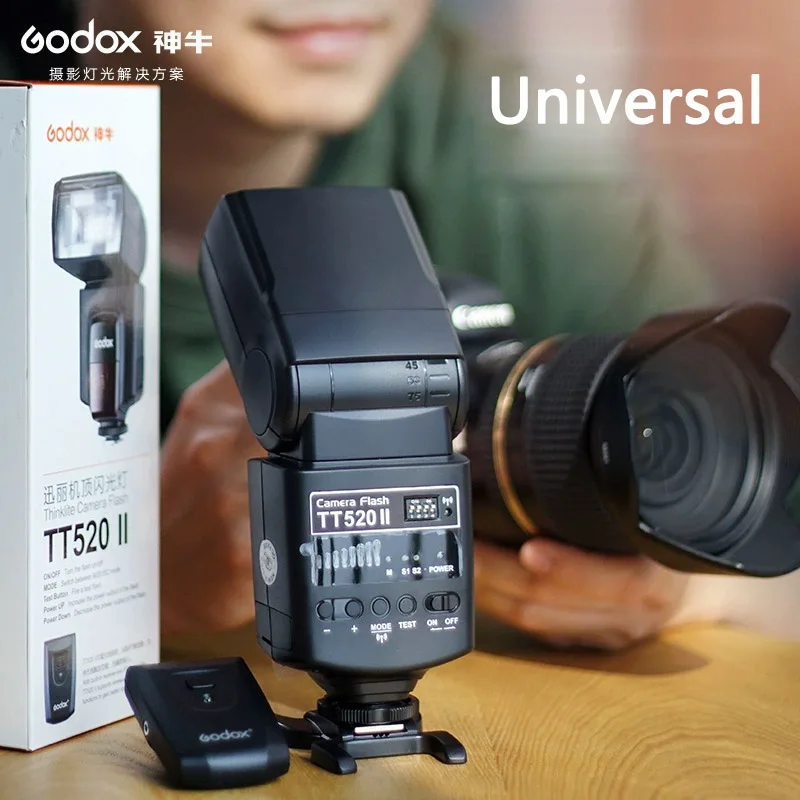 

Новая вспышка Godox TT520 II со встроенным беспроводным сигналом 433 МГц + комплект передатчика для зеркальных камер Canon Nikon Pentax Olympus