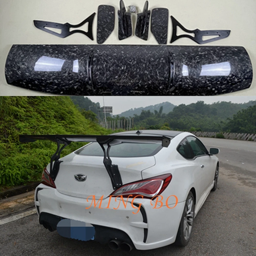 FOR Hyundai tiburon Genesis Coupe Car Styling Carbon Fiber Material Rear Roof Spoiler Tail Trunk Wing Boot Lip Molding