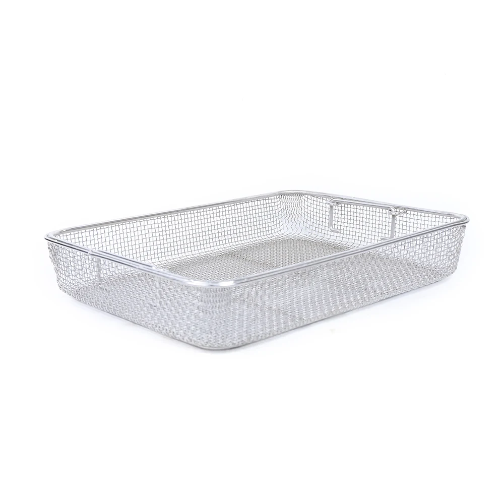 

40*30*7cm strong smooth stainless steel 304 Perforated disinfection sterilization cleaning Storage box net basket