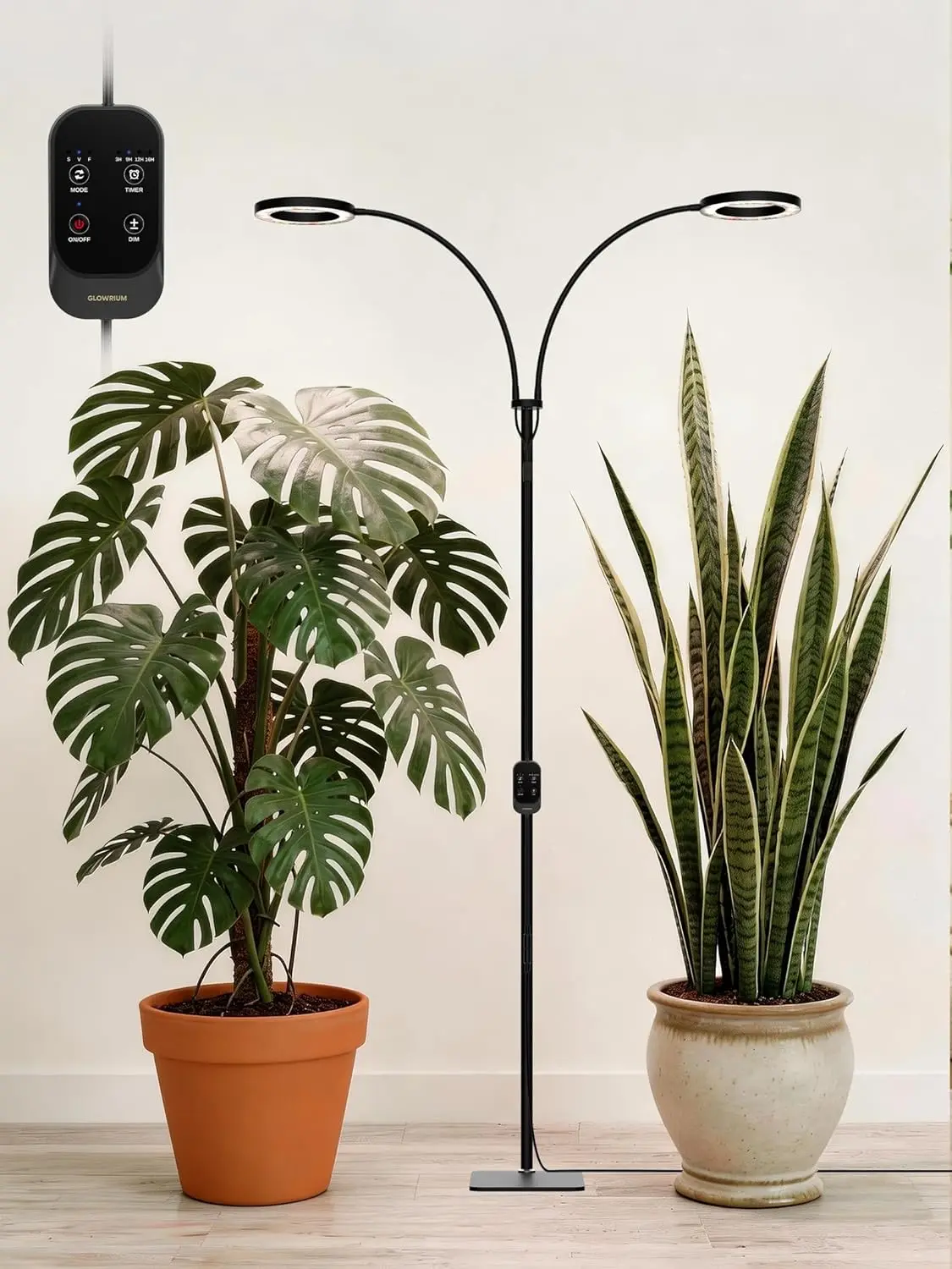 

Full Spectrum LED Grow Light Floor Lamp for Indoor Plants, Adjustable Height & Angle with Timer, Black 36W