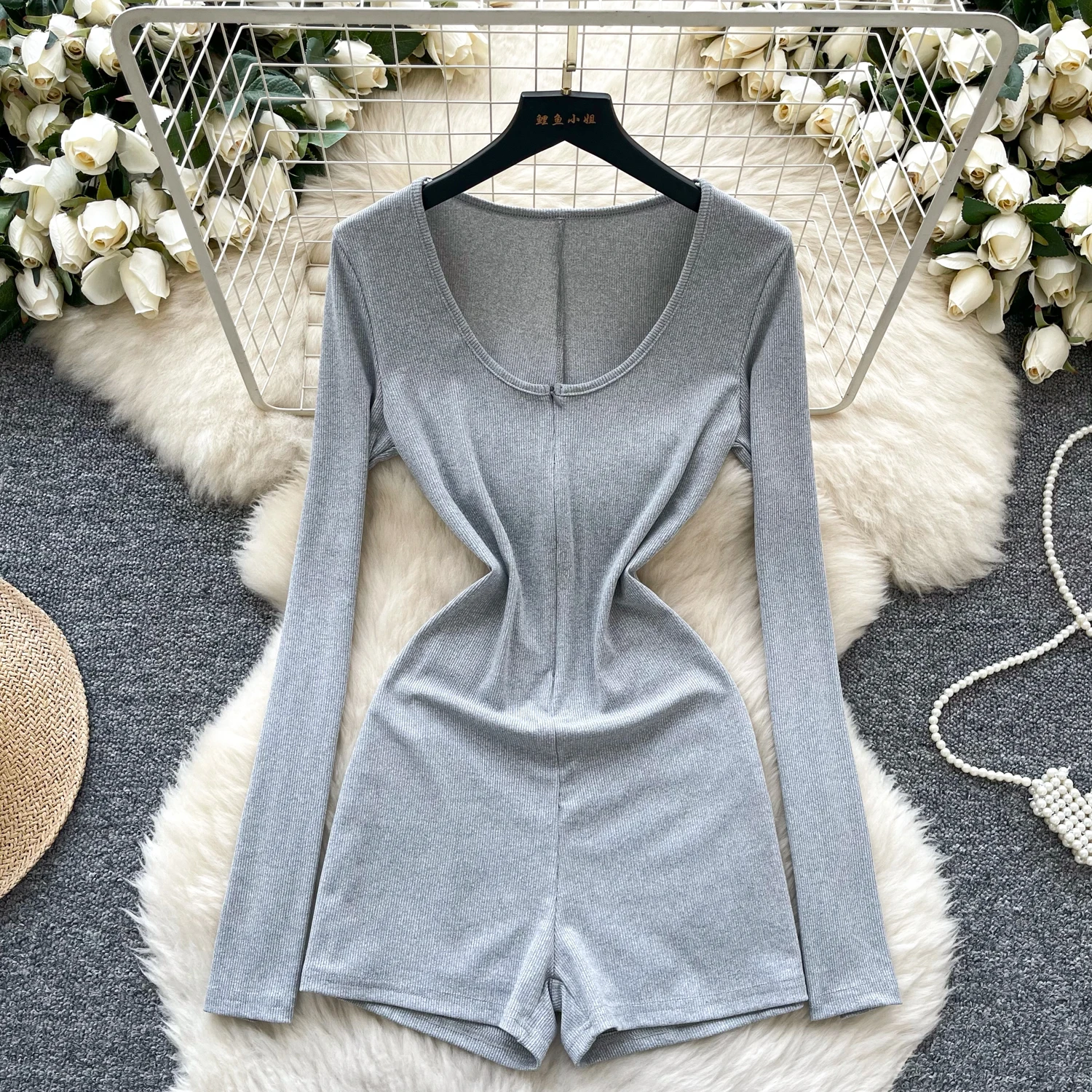 Женский летний осенний серый бандажный комбинезон, женский дизайн, модный тонкий комбинезон, боди, модная элегантная уличная одежда