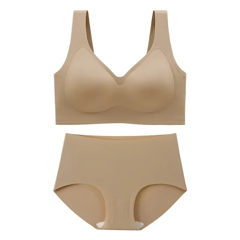 2023 New Summer Thin Plus Size Set di biancheria intima senza tracce con petto grande per un piccolo Comfort e senza reggiseno ad anello in acciaio