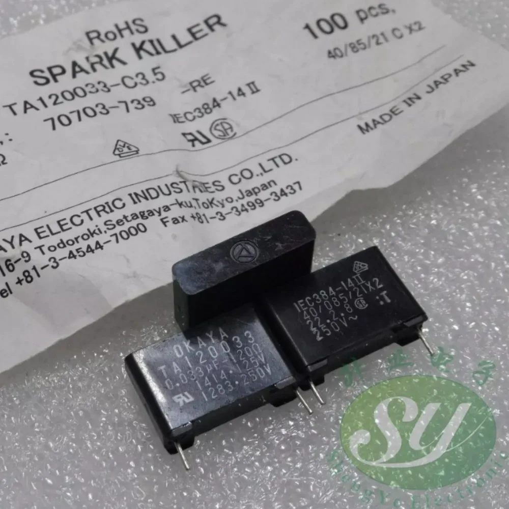 5pcs/lot 0.033uf-120Ω Surge Suppressor TA120033 Spark Quencher 33nf+120R TA120033-C3.5