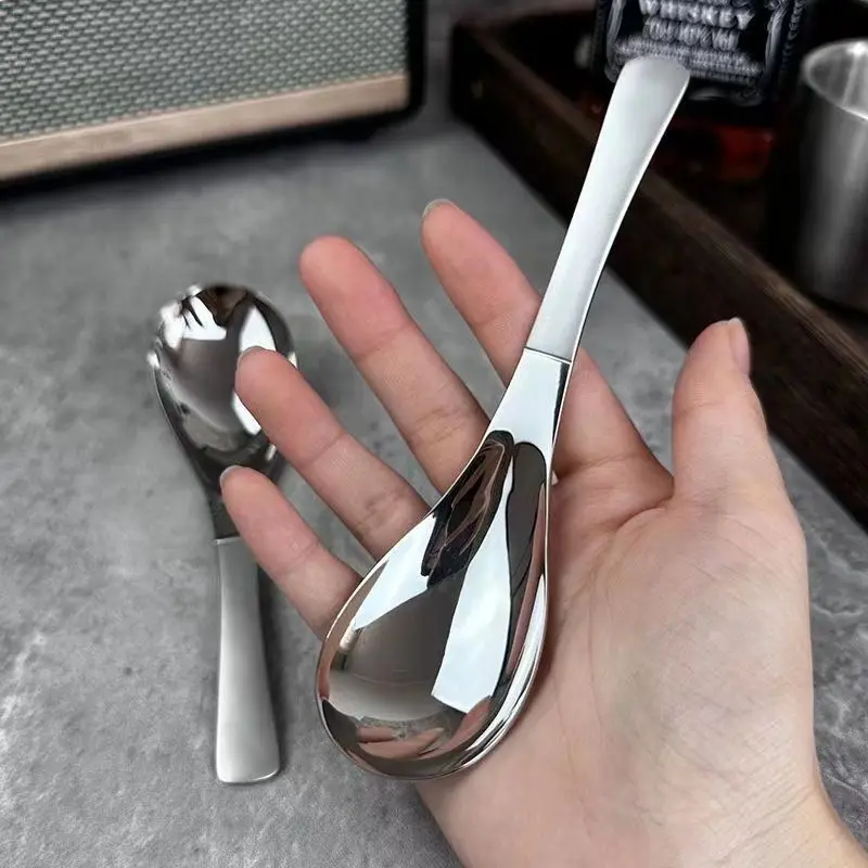 

2PCS Stainless Steel Soup Spoons Home Kitchen Ladle Capacity Gold Silver Mirror Polished Flatware For Coffee Tableware