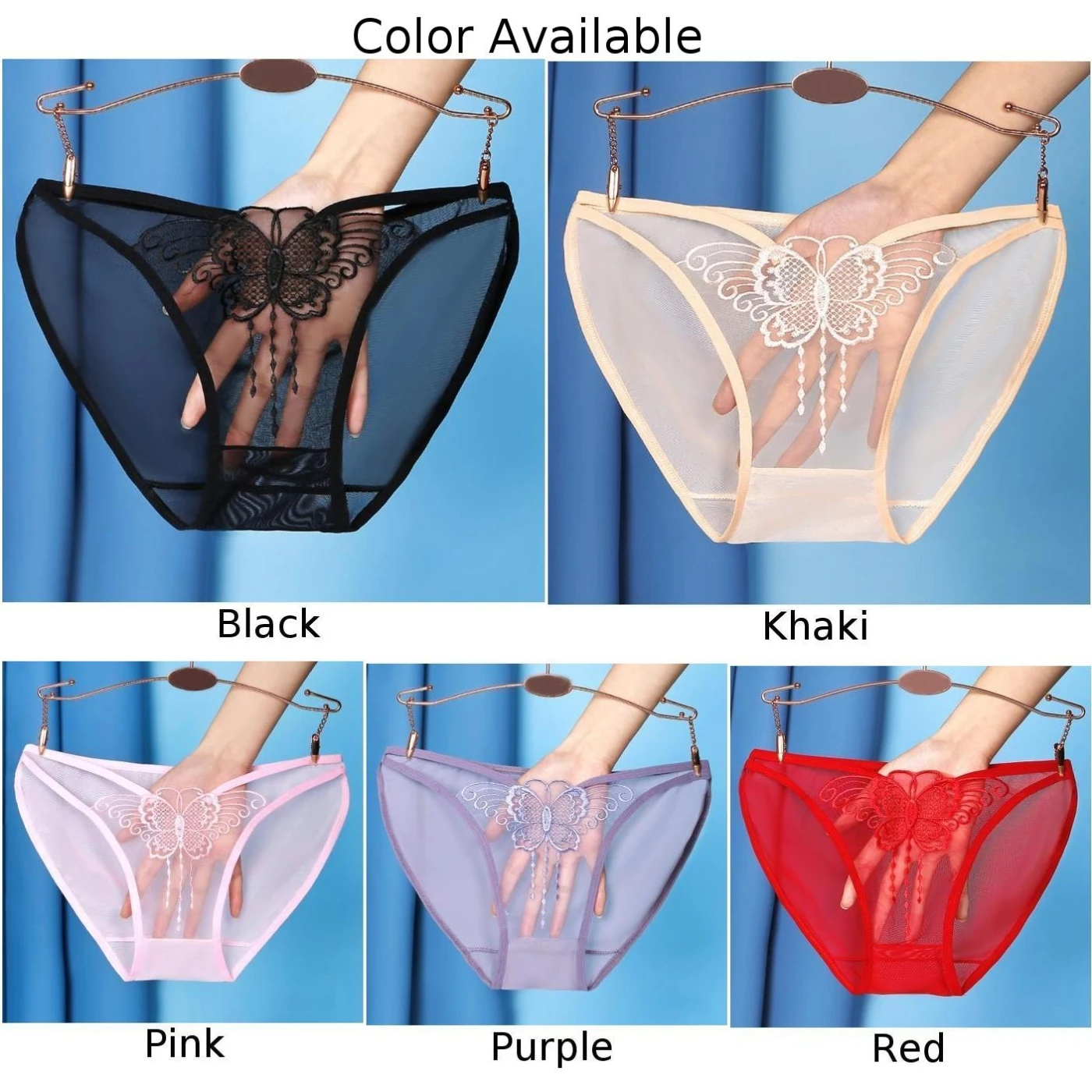 Roupa Interior Borboleta Transparente para Mulheres, Roupa Interior Ultrathin Pura, Cuecas Respiráveis, Calcinhas Sexy, Cuecas Confortáveis