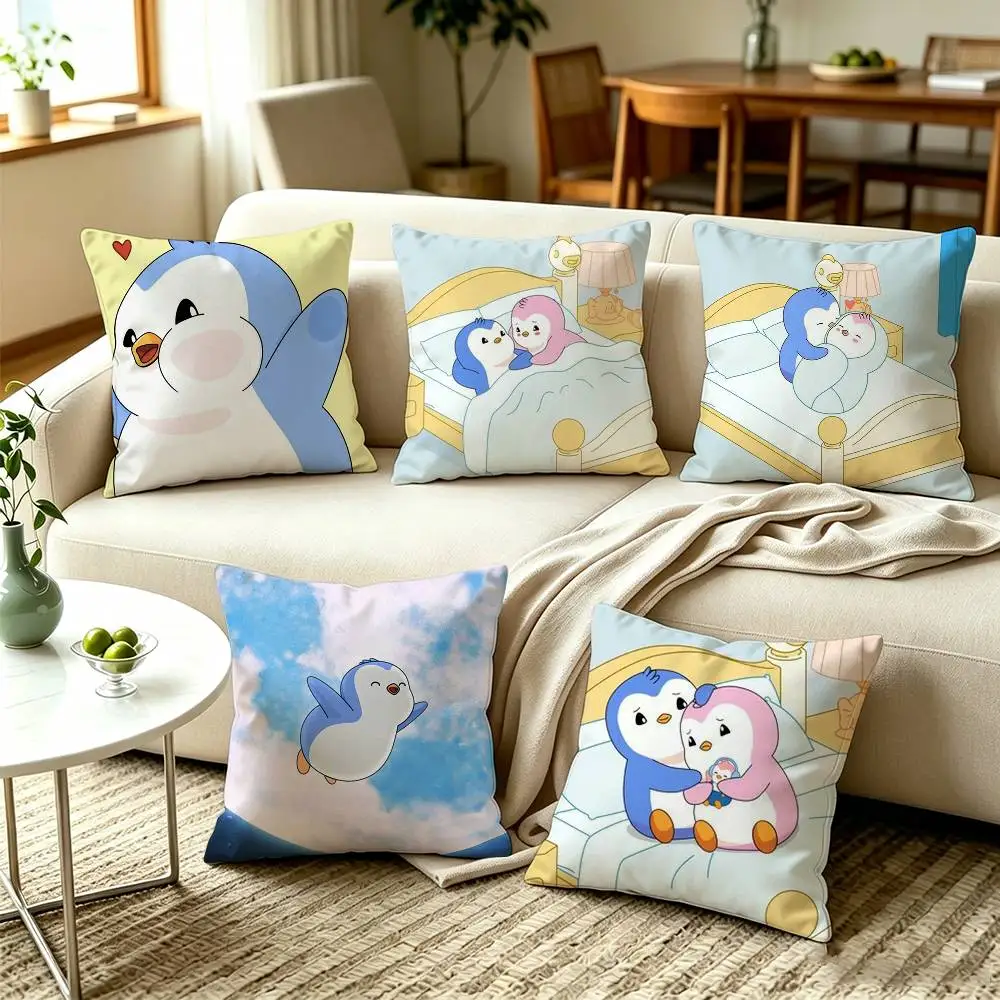 Pudgy Penguins Cute Chubby Penguin NFT Cartoon Square Double-Sided printed Pillow Case Bedroom Bedside Pillow Sofa Cushion Cover