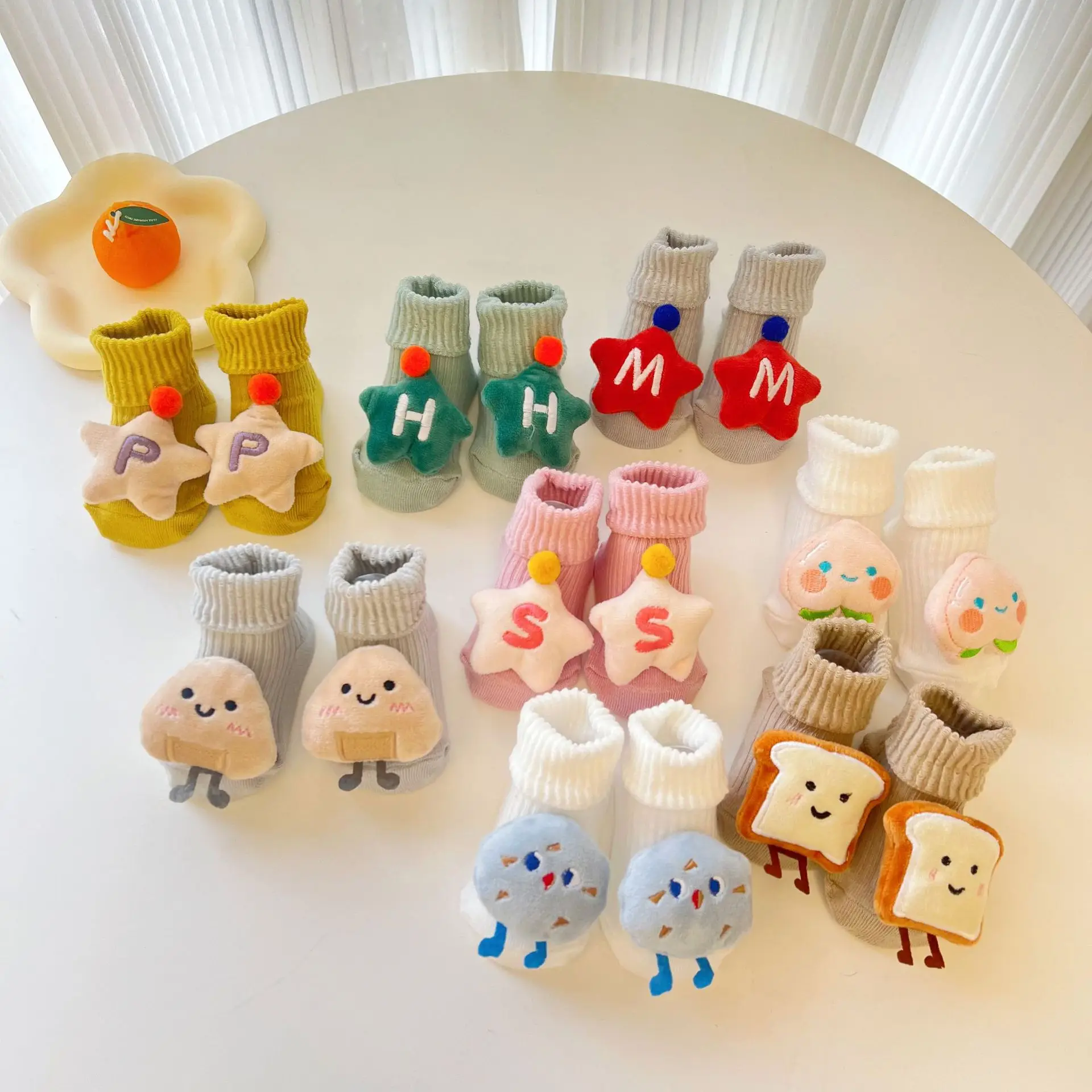 

Spring Newborn Baby Anti-Slip Floor Socks Cute Cartoon Striped Infant A-Class Mid-Calf Socks 0-2Y