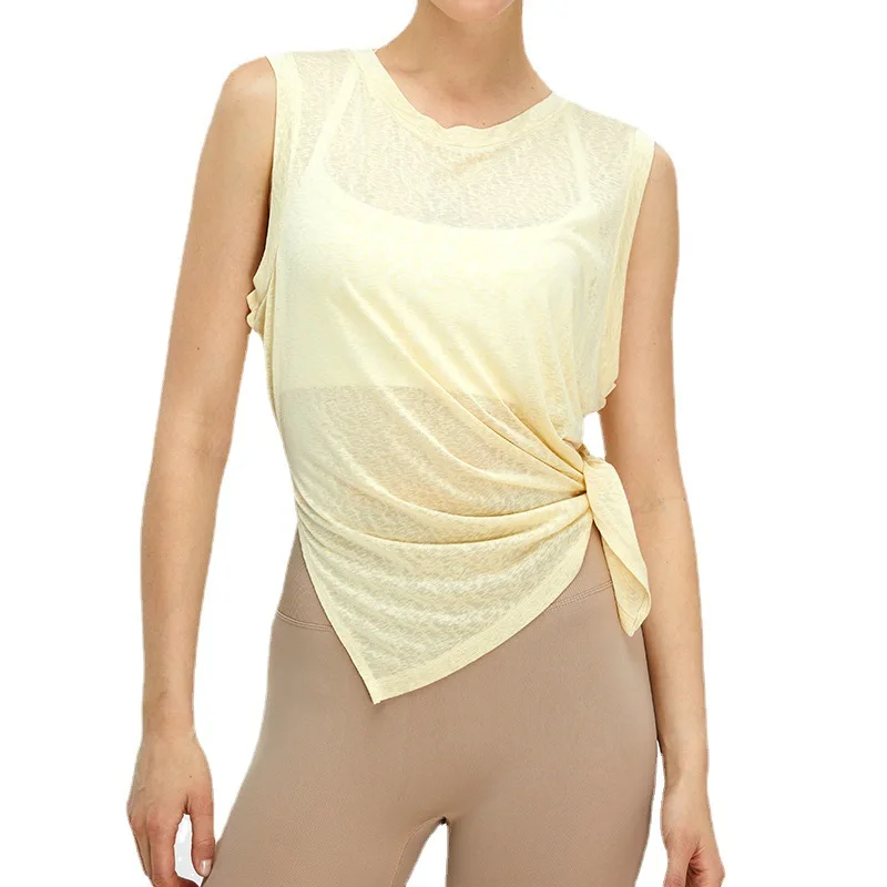 

New Lightweight Quick-drying Yoga Hoodie Women Sleeveless Loose Fitness Clothing Sports Tops Running Yoga Clothing