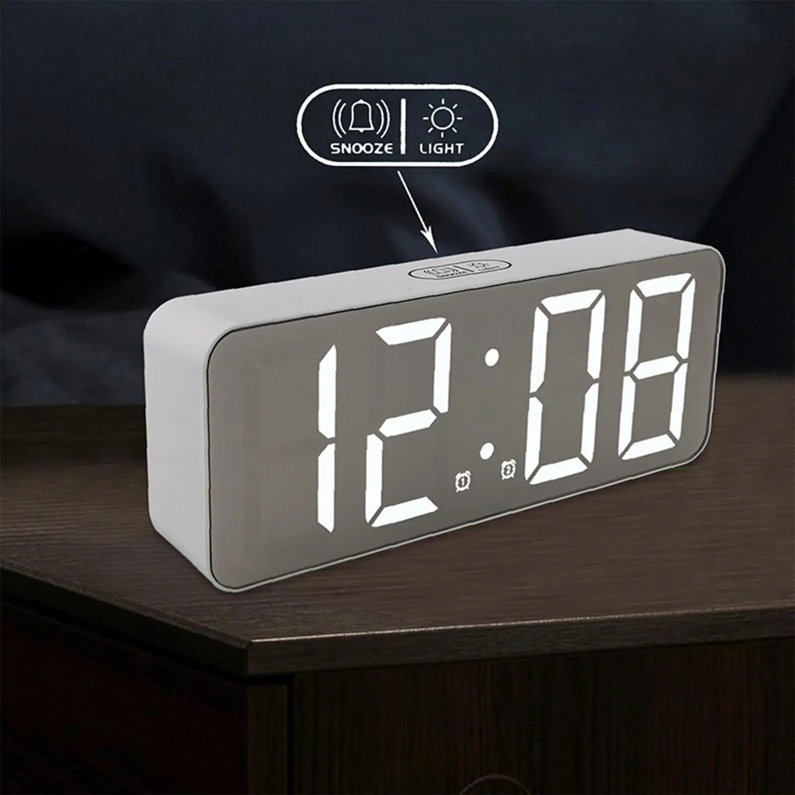 Portable Desk Alarm Clock LED Digital Clock Table Calendar Temperature Modern for Festival Bedroom Hall Home Office Kitchen