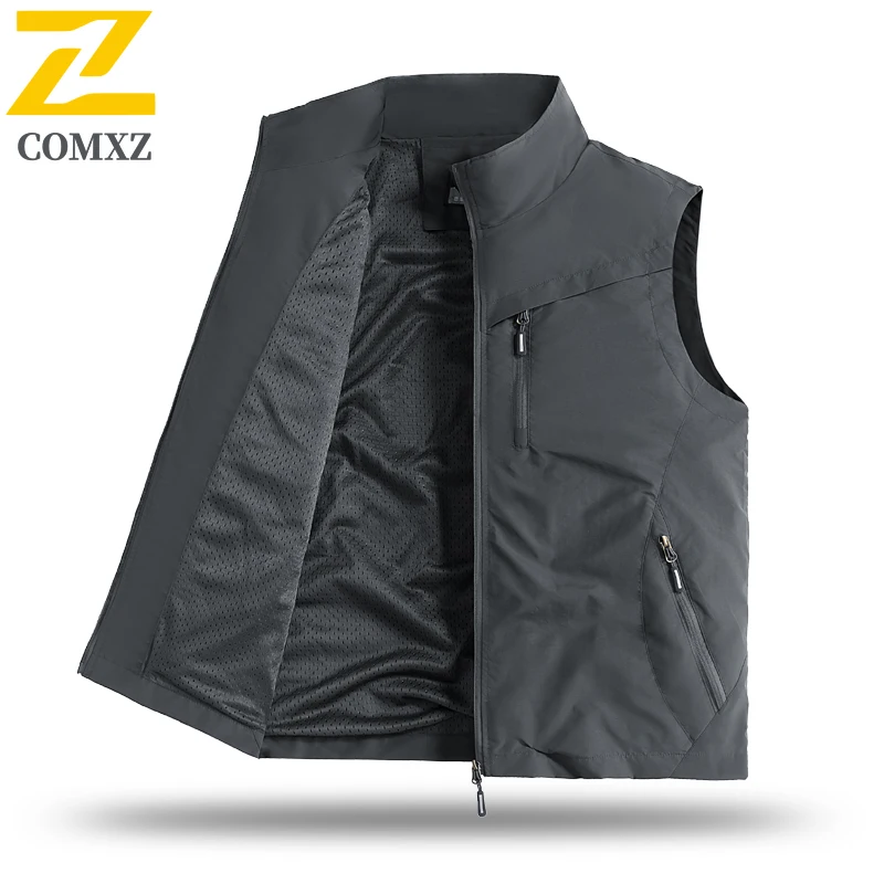 

2025 New Workwear Vest Casual Outdoor Waterproof Wear-resistant Photography Work Vest Men's Standing Collar Sleeveless Jacket