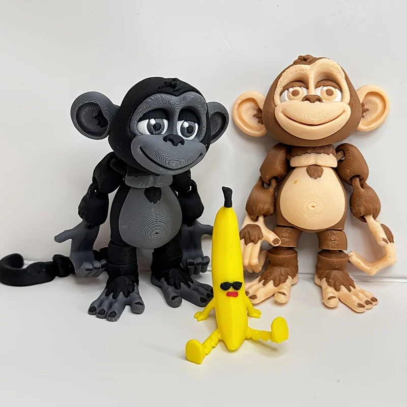 A Funny Monkey Statue, Multi-color 3D Printed Animal Set Ornament for Desk, Car or Office - Christmas, Halloween