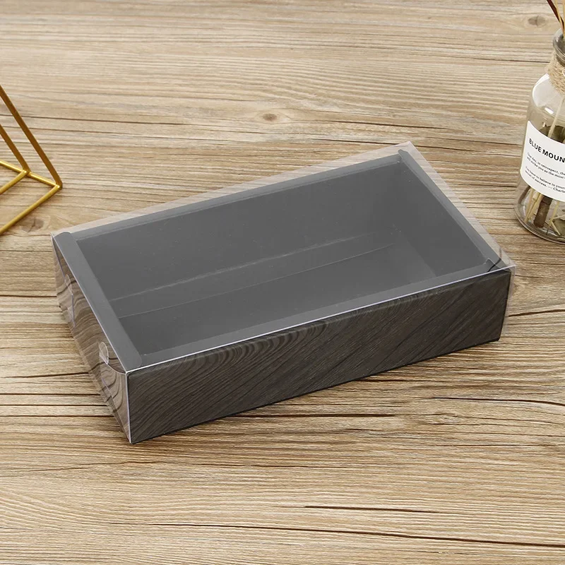 10pcs Clear PVC Lid White/Black/Kraft Paper Box Handmade Soap Candy chocolate biscuit boxes for wedding party gift wrap