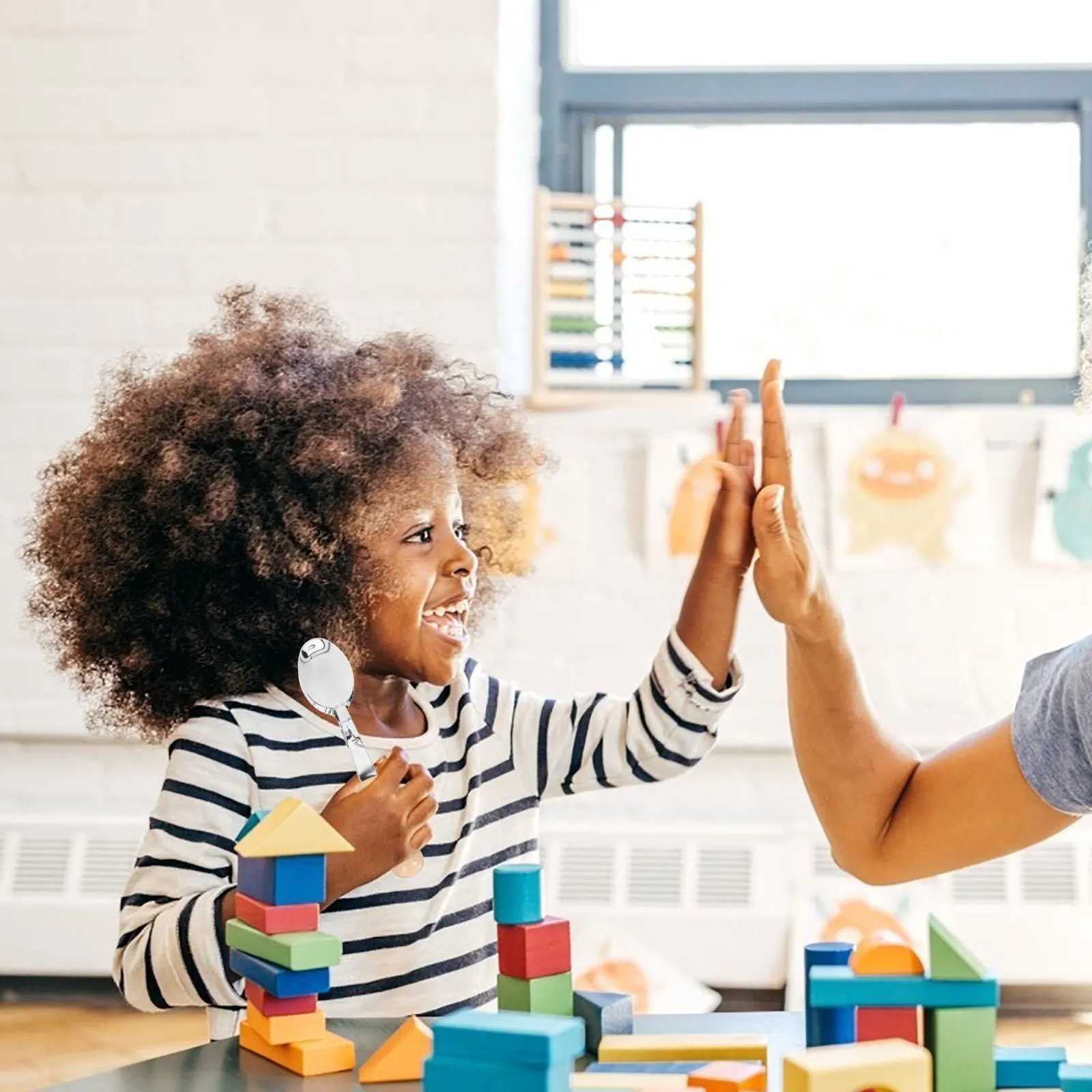 Cuchara Musical de madera de acero inoxidable, instrumento de percusión creativo para niños, regalo educativo musical, entrenamiento de sonido ligero