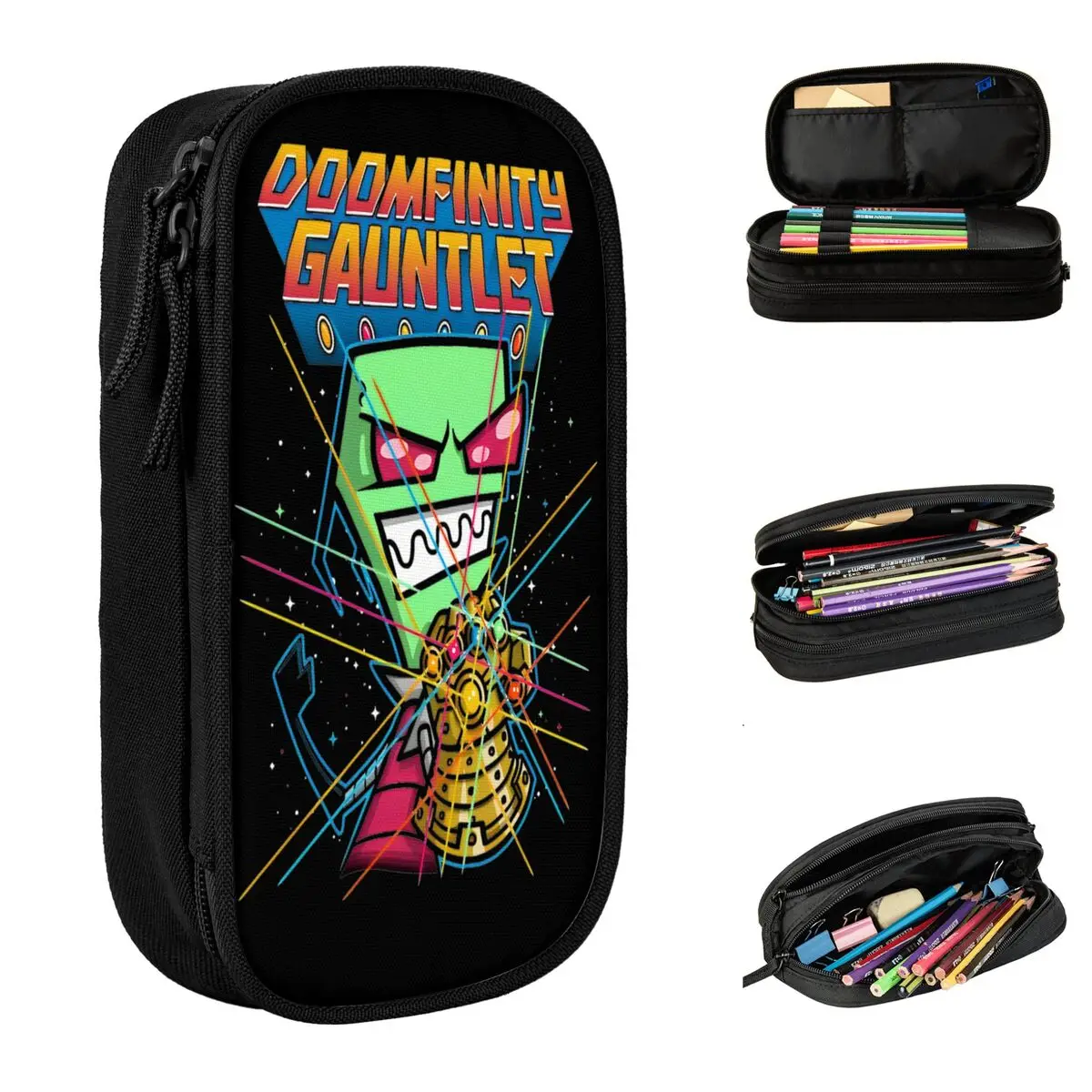 Cute Doomfinity Gauntlet Invader Zim Pencil Case Pencilcases Pen Holder for Student Big Capacity Bags School Supplies Stationery