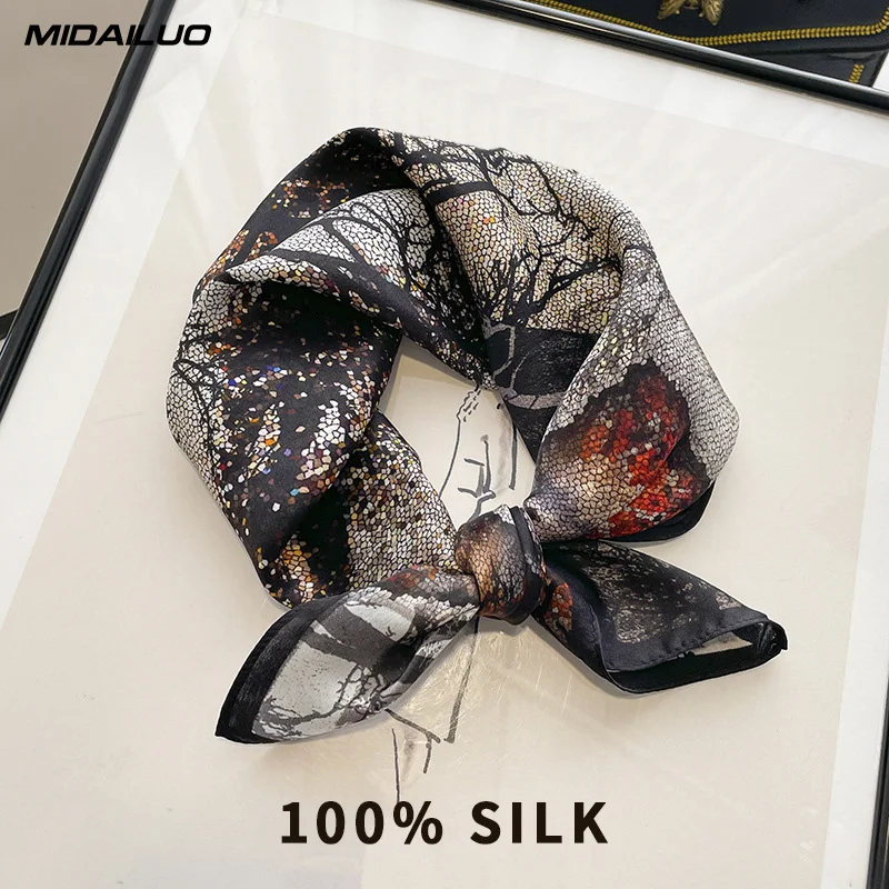 

100% Mulberry Silk Square Scarf 20.87x20.87 Inch Breathable Decorative Headscarf Elegant Accessory Non-Stretch for Outdoor Use