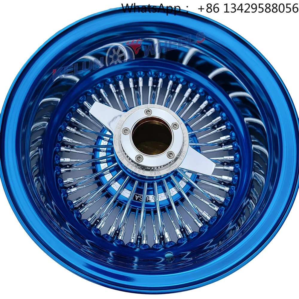 

Custom Colors 13/14 INCH 100/72 Straight Wire Wheel with Knock off and Hammer Dauton Wire Wheels Spoke Rims